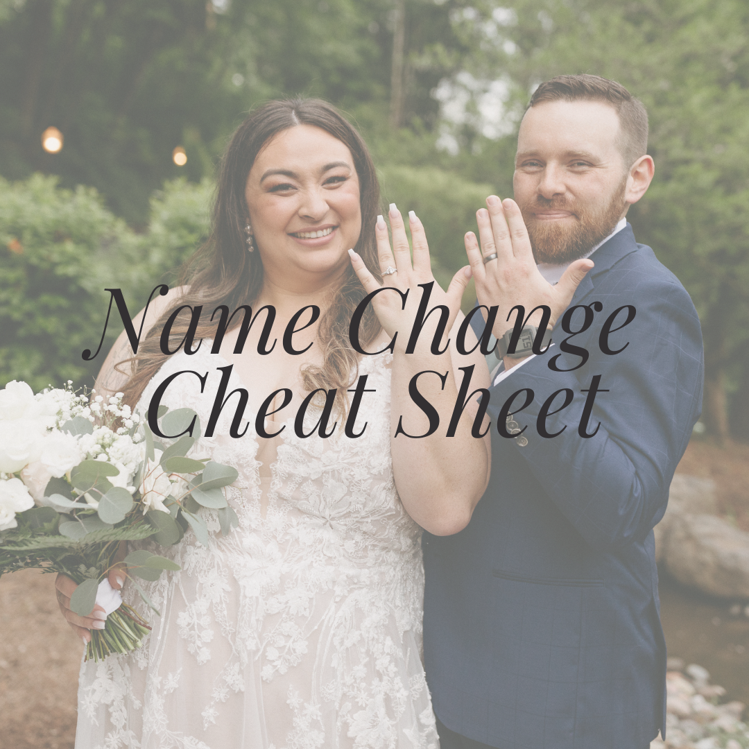 Post Wedding Tips: Name Change Cheat Sheet Image