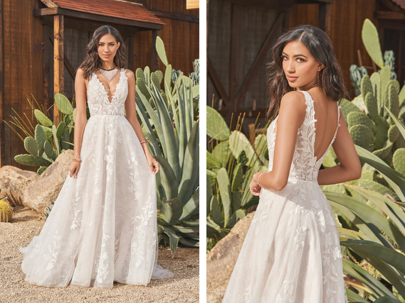 A line Lace Boho Wedding Dress
