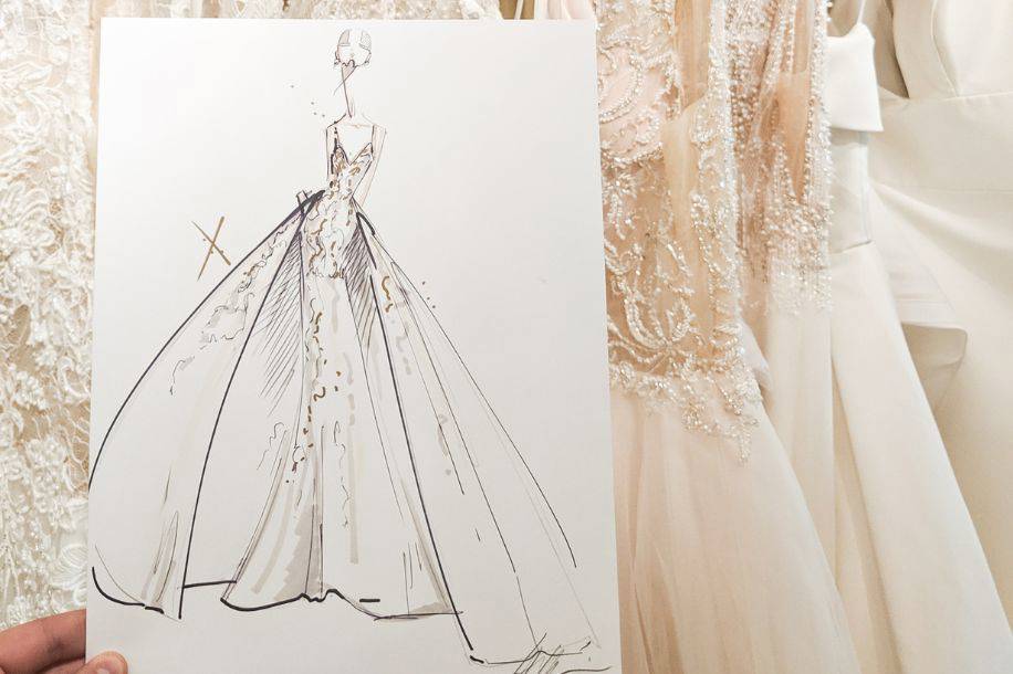 Premium Photo | A drawing of a wedding dress with a design of a wedding  dress.
