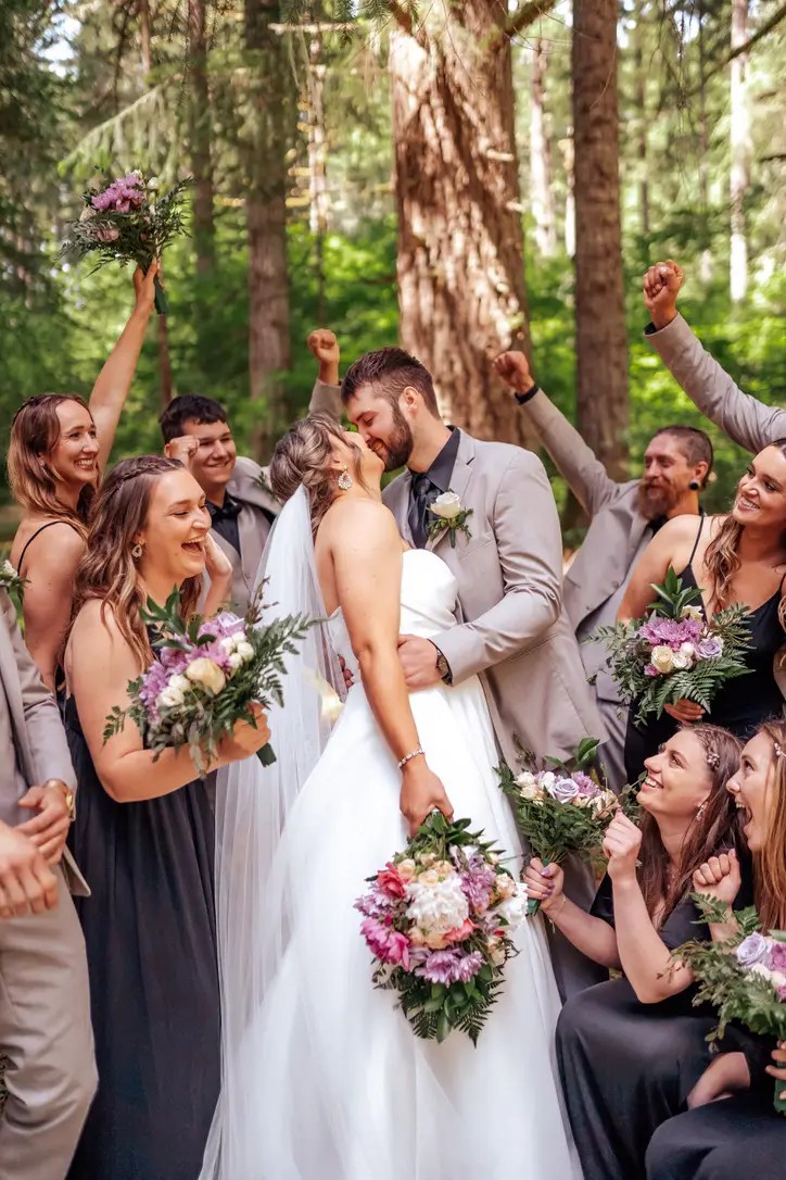 Bride and groom on wedding day