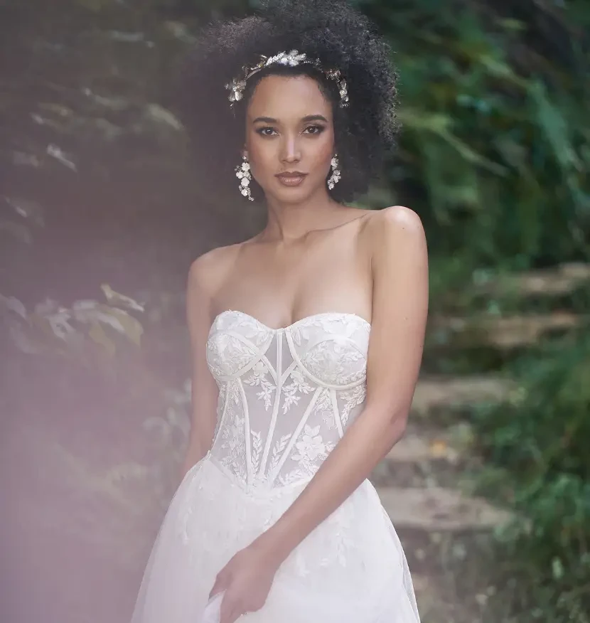 Basque Waist A line Wedding Dress