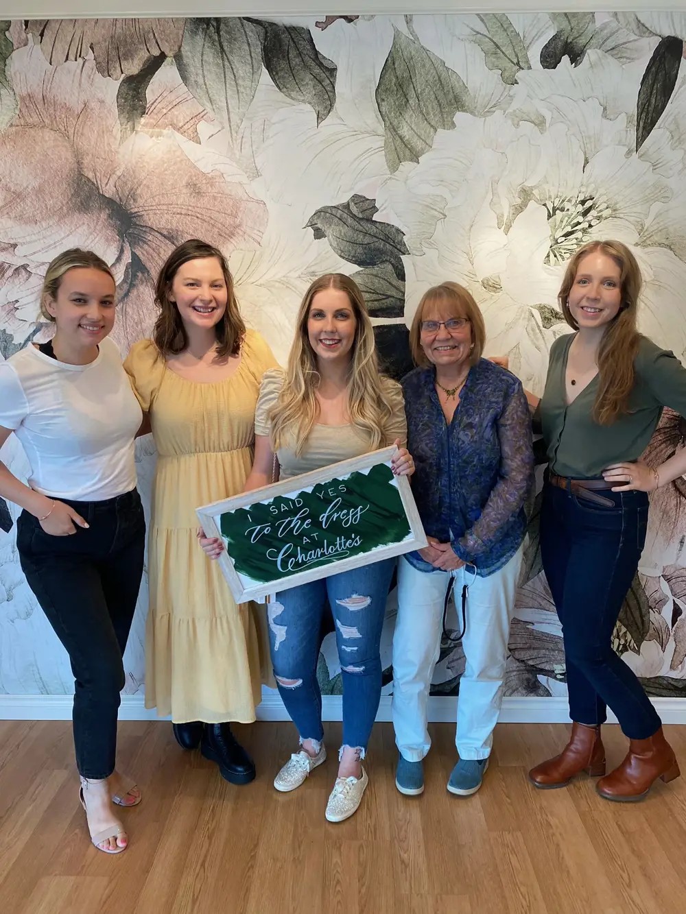 She said yes wedding dress photo bridesmaid