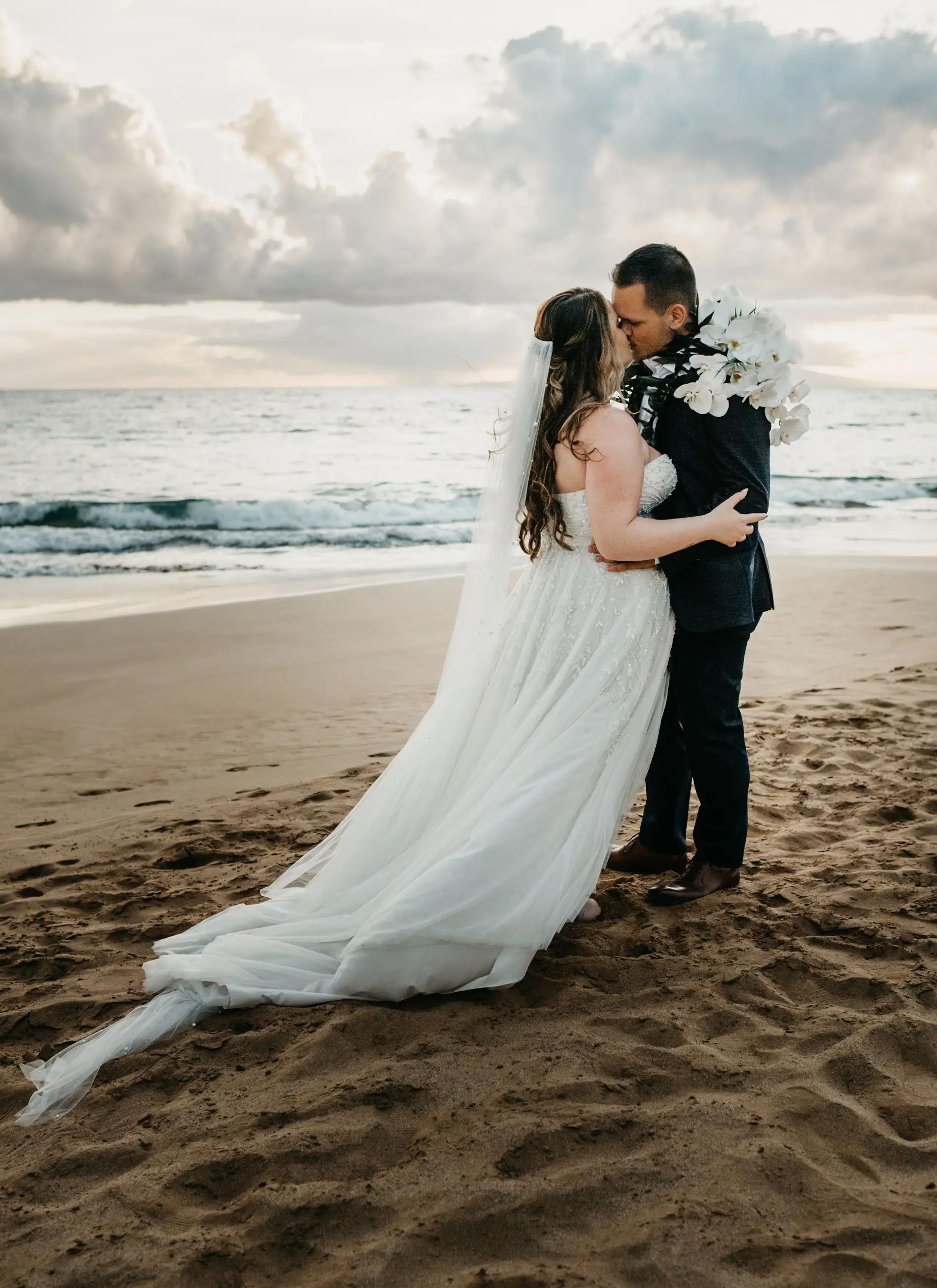 Photo of couple at wedding in hawaii