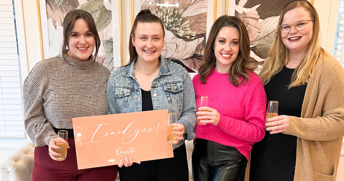 Bride and Friends with Champagne