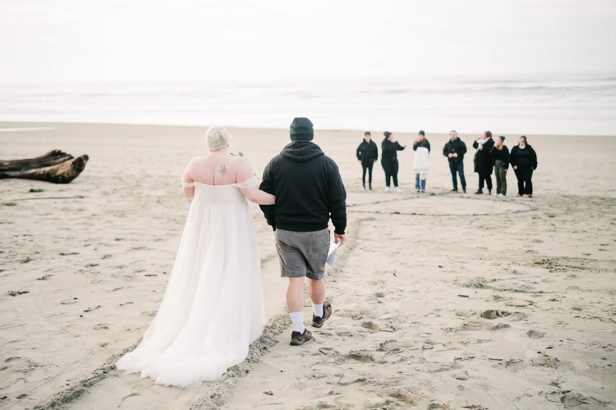 Bride walking down the aisle on wedding day