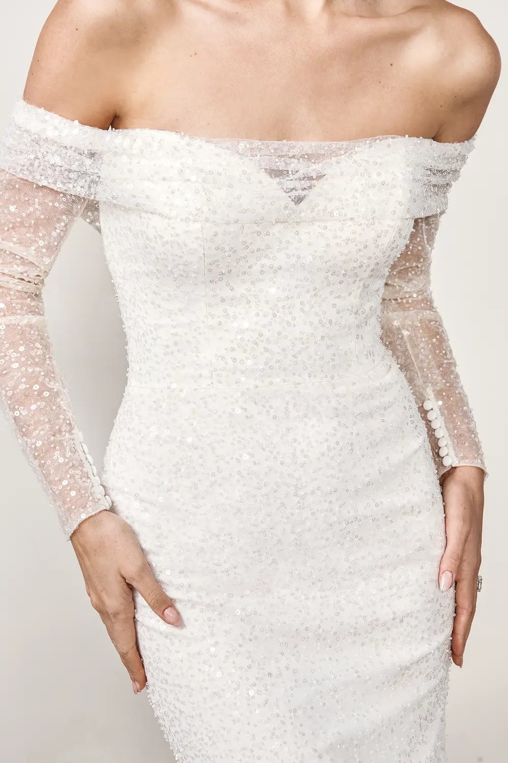 Sparkly Off the Shoulder Wedding Dress