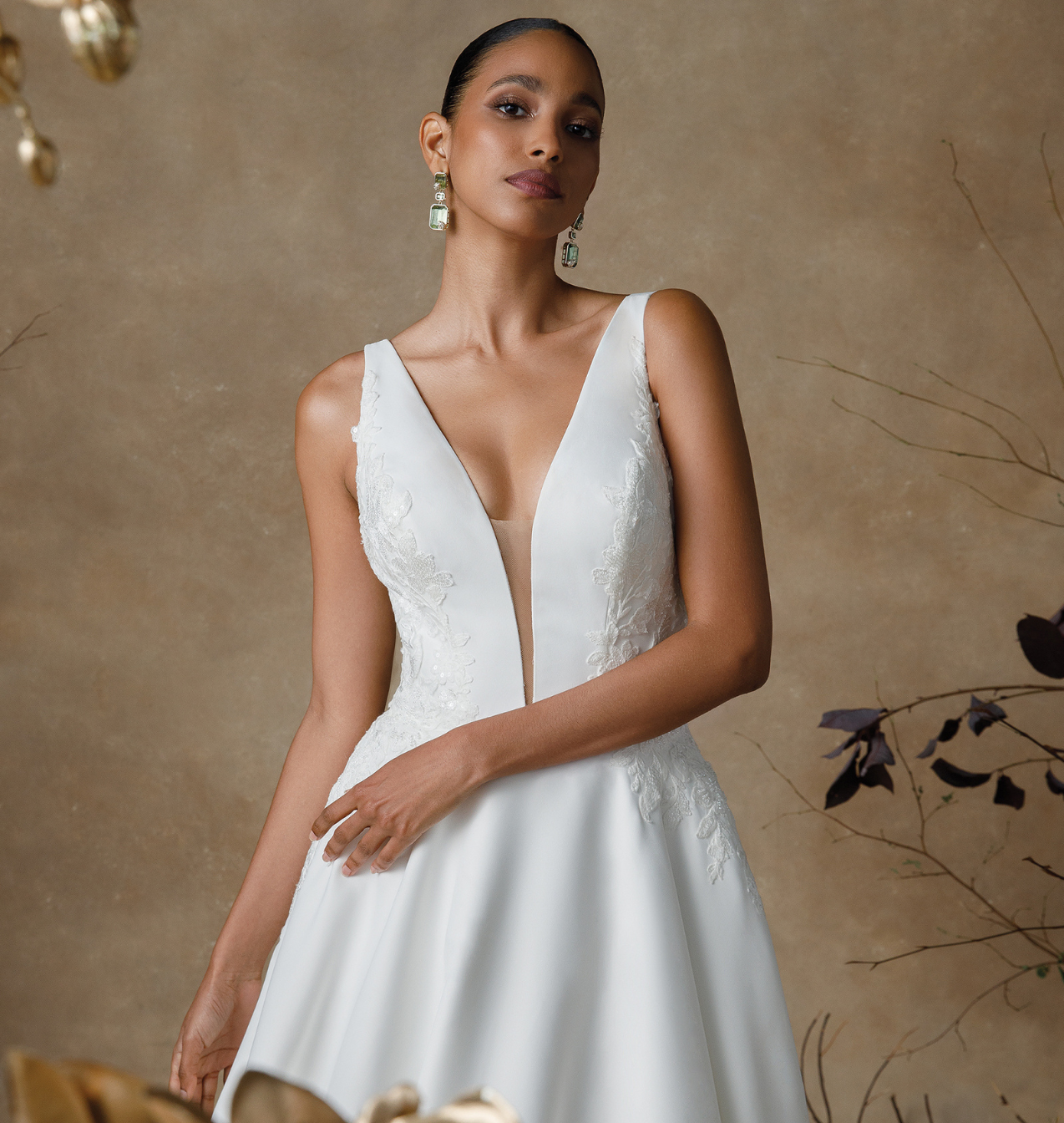 Justin Alexander Plunging V-neck Wedding Dress