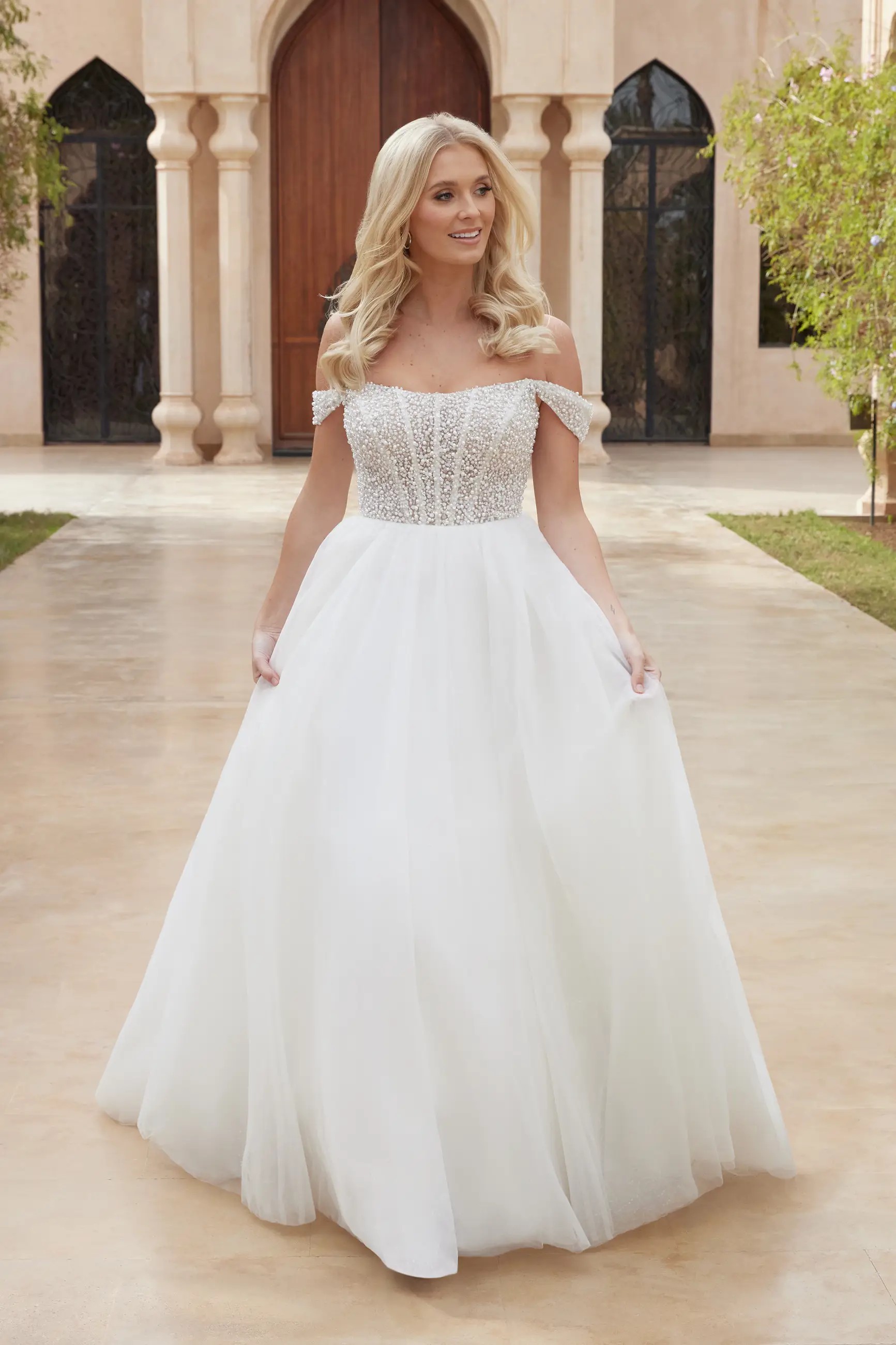 Off the Shoulder Ballgown Wedding Dress