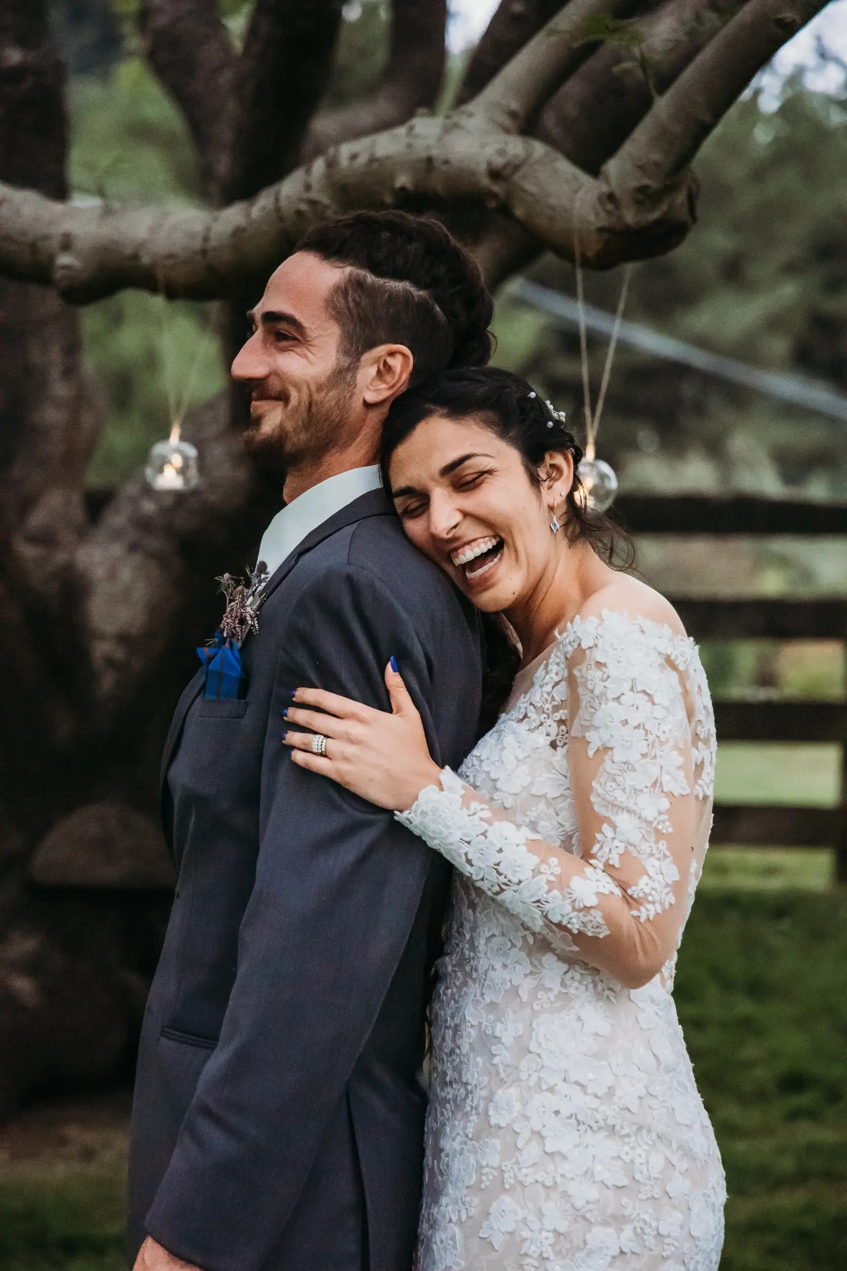 Bride and groom on wedding day