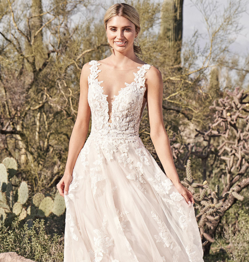 Lillian West Lace A line Wedding Dress