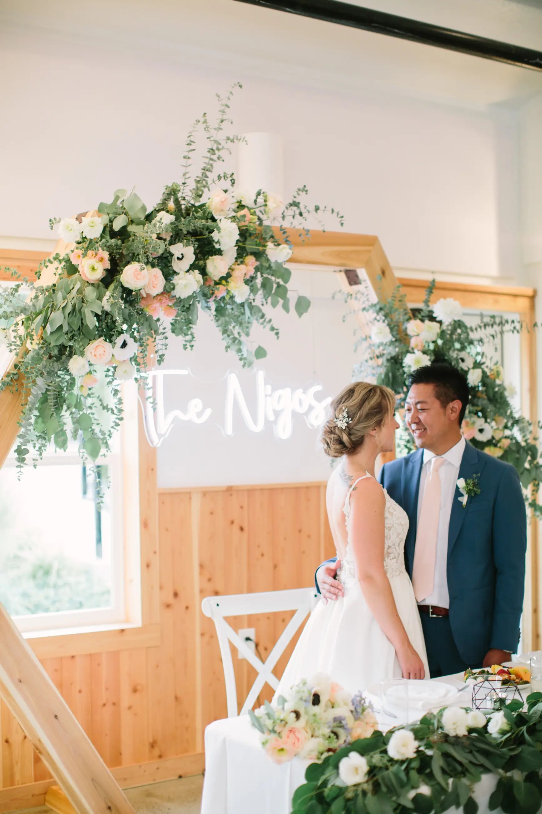 Bride and groom on wedding day