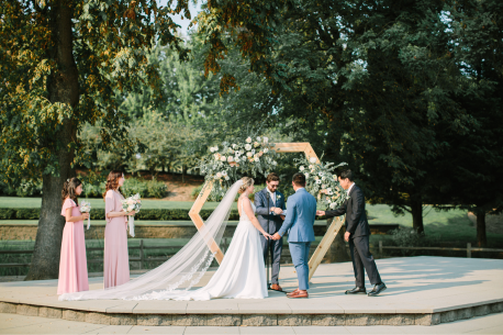 Bride and groom wedding ceremony at Vineyard