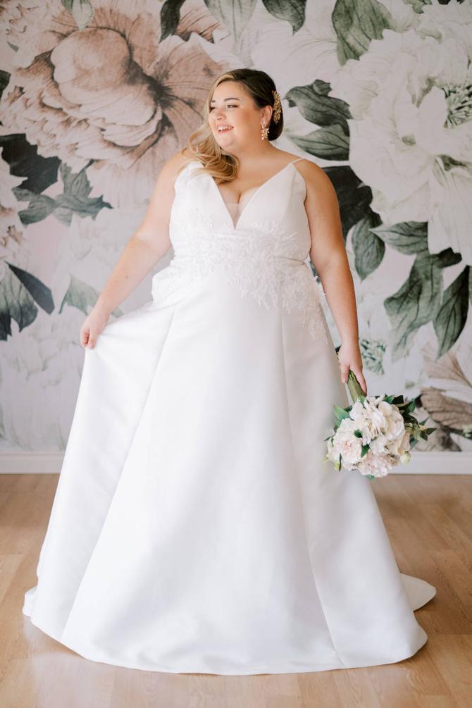 Plus Size V-Neck Ballgown Wedding Dress